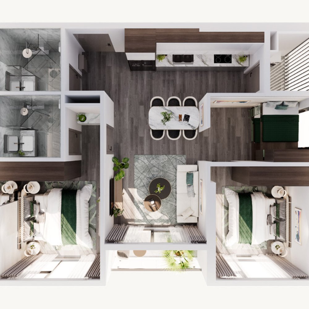 The Parkland 2PN 58,5m² – căn hộ vừa tầm cho gia đình trẻ
