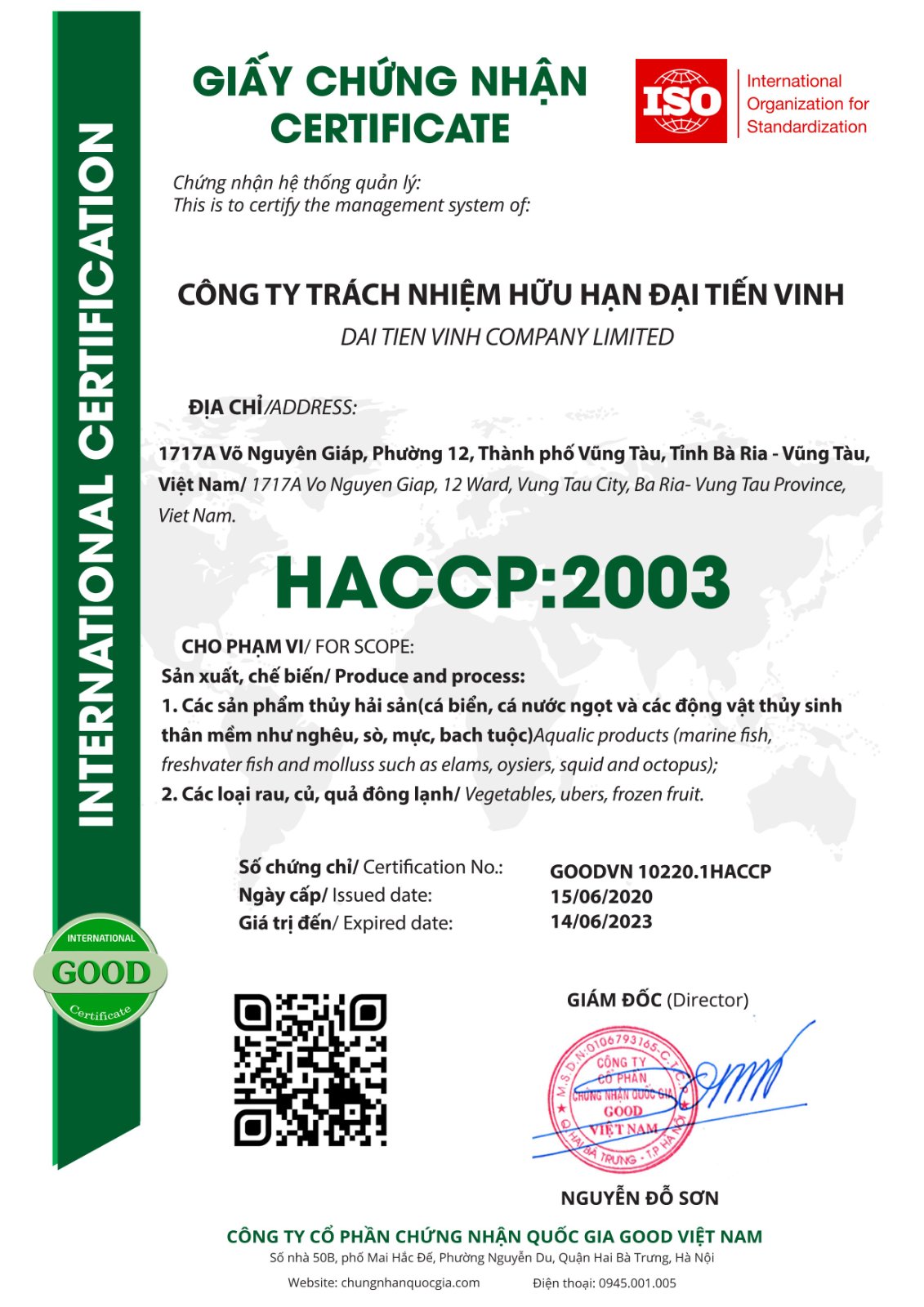 Chứng nhận HACCP