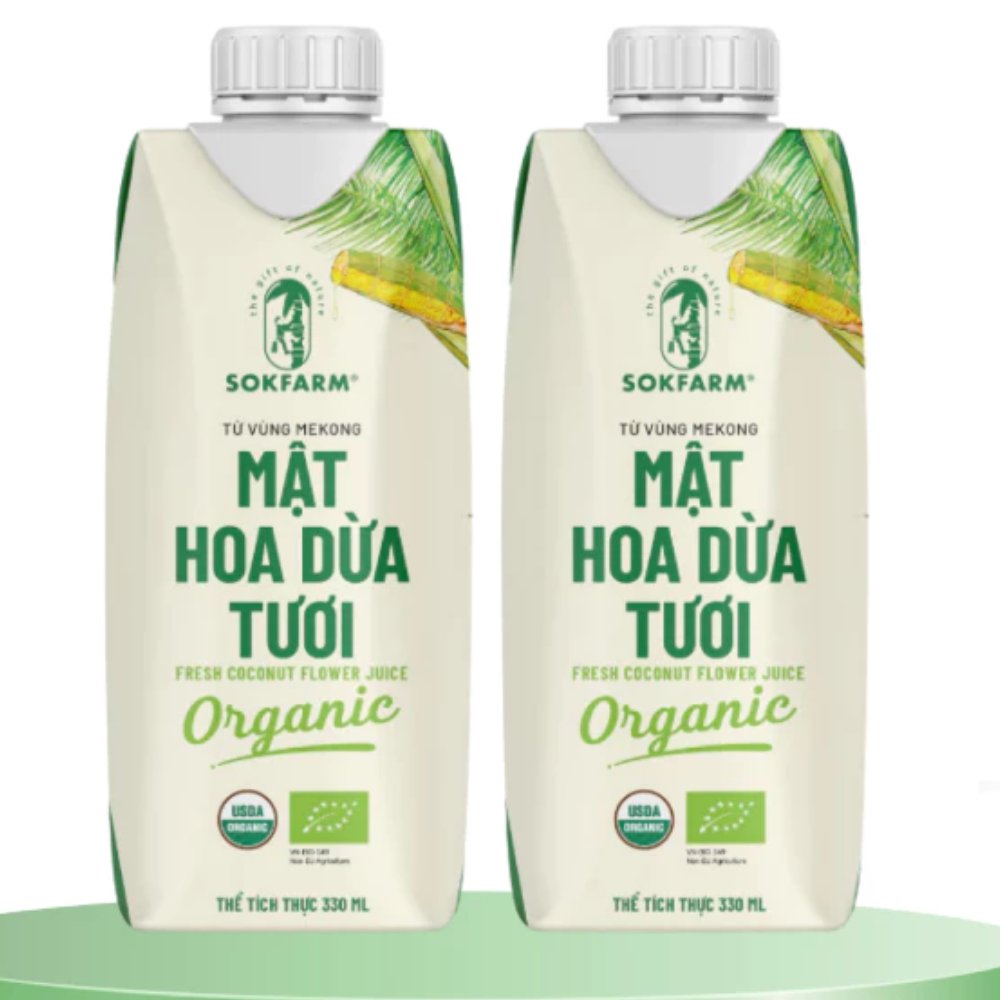Mật hoa dừa tươi Organic Sokfarm 330ml - UHT Single 100%