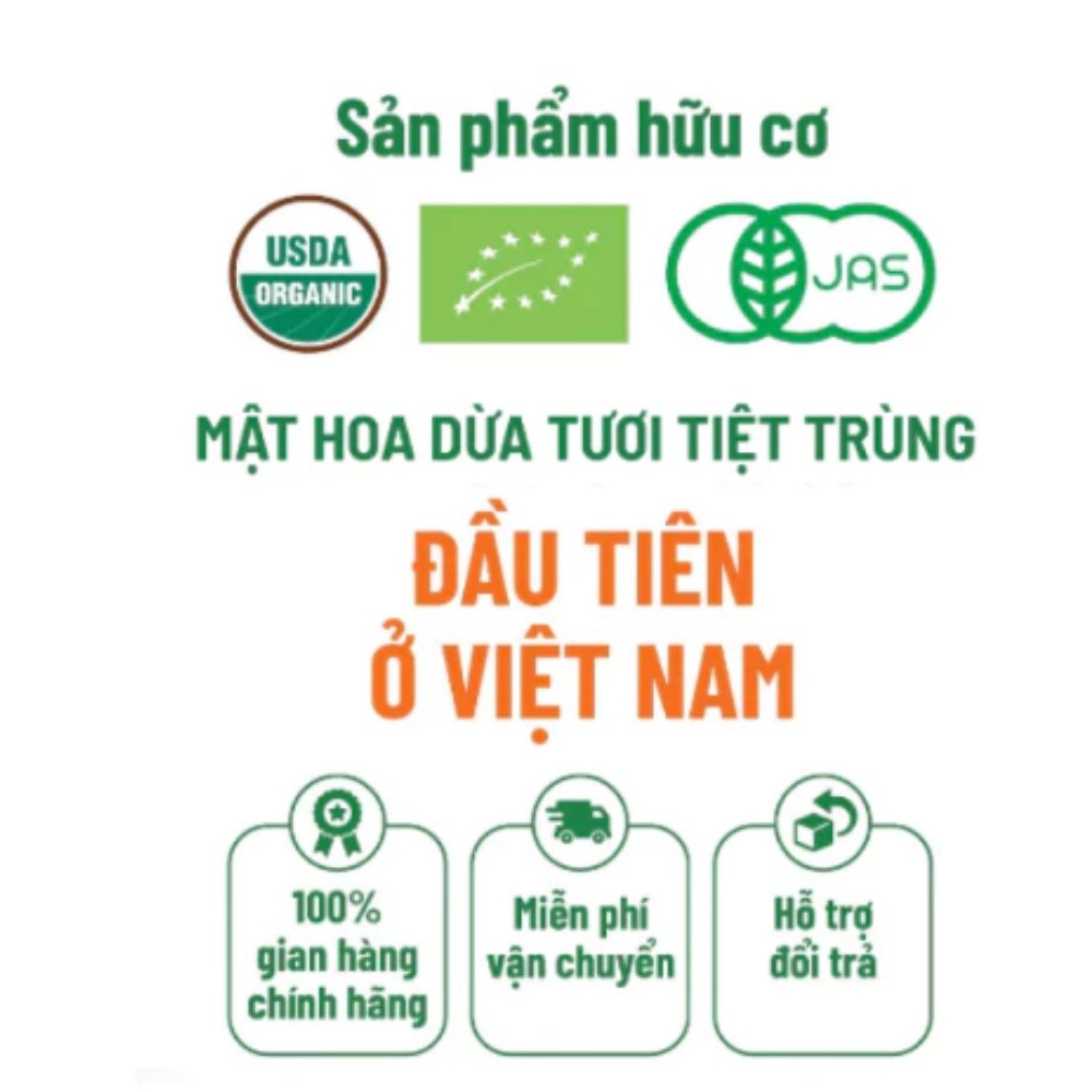 Mật hoa dừa tươi Organic Sokfarm 330ml - UHT Single 100%