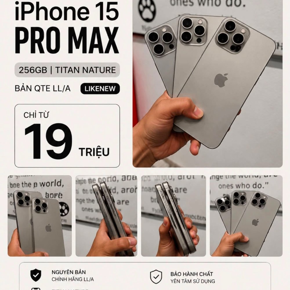 iPhone 15 Pro Max 256GB Titan Tự Nhiên LL/A – Like New