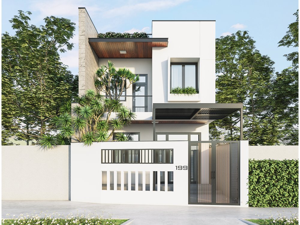 Nhà phố hiện đại 2 tầng